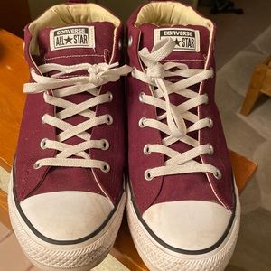 Converse high top burgundy mens size 12